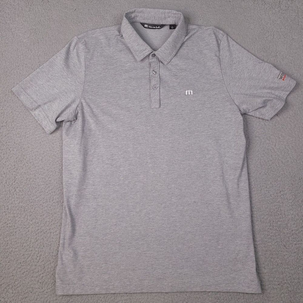 Travis Mathew Polo Shirt Mens Large Gray Striped Golf Workspace Property Trust